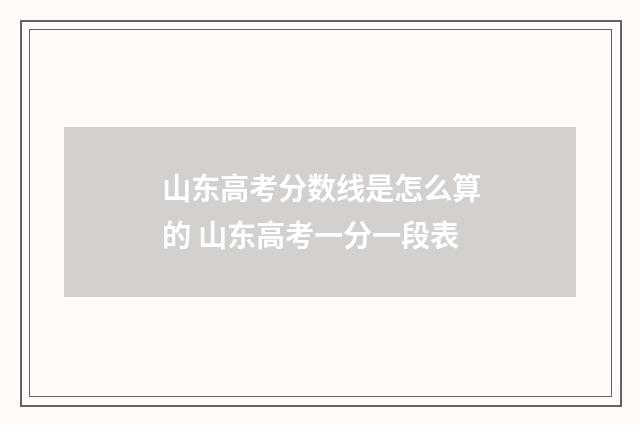 山东高考分数线是怎么算的 山东高考一分一段表