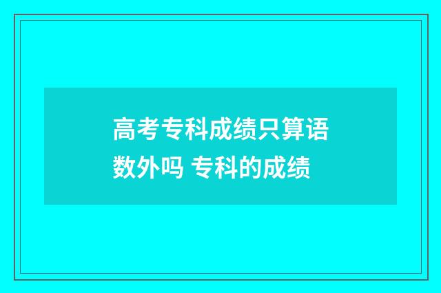 高考专科成绩只算语数外吗 专科的成绩