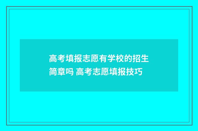 高考填报志愿有学校的招生简章吗 高考志愿填报技巧