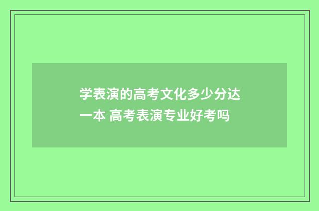 学表演的高考文化多少分达一本 高考表演专业好考吗