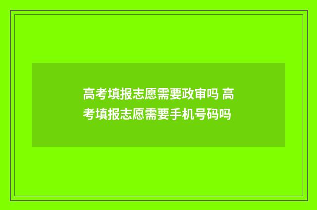 高考填报志愿需要政审吗 高考填报志愿需要手机号码吗