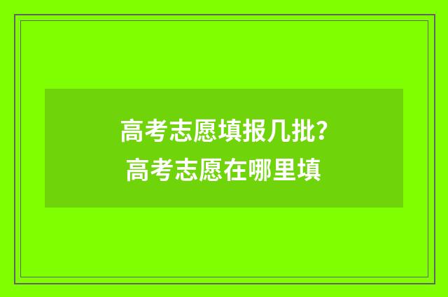 高考志愿填报几批？ 高考志愿在哪里填