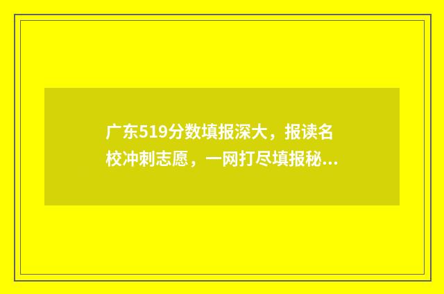 广东519分数填报深大，报读名校冲刺志愿，一网打尽填报秘籍 广东今年高考519分能上什么大学