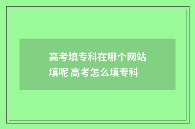 高考填专科在哪个网站填呢 高考怎么填专科