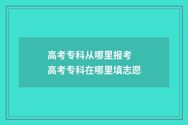 高考专科从哪里报考 高考专科在哪里填志愿