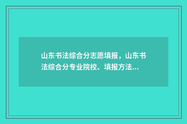 山东书法综合分志愿填报，山东书法综合分专业院校、填报方法全解读 山东书法综合分计算公式2024