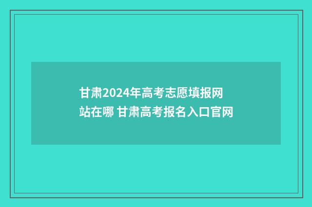 甘肃2024年高考志愿填报网站在哪 甘肃高考报名入口官网