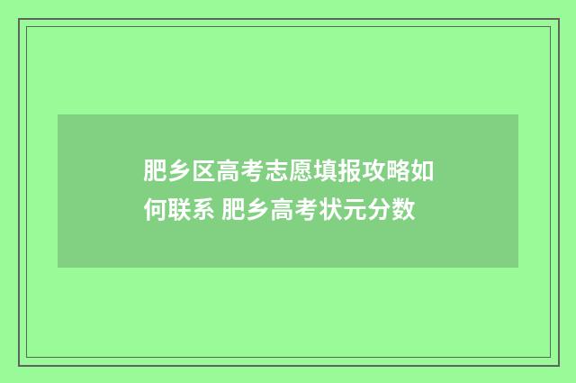 肥乡区高考志愿填报攻略如何联系 肥乡高考状元分数