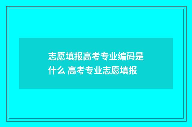 志愿填报高考专业编码是什么 高考专业志愿填报
