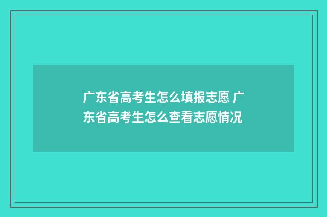 广东省高考生怎么填报志愿 广东省高考生怎么查看志愿情况