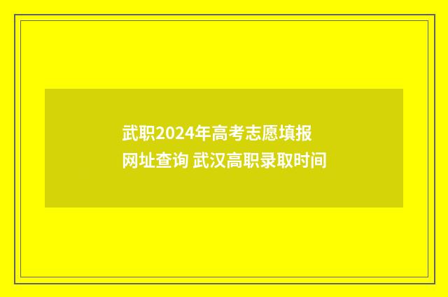 武职2024年高考志愿填报网址查询 武汉高职录取时间