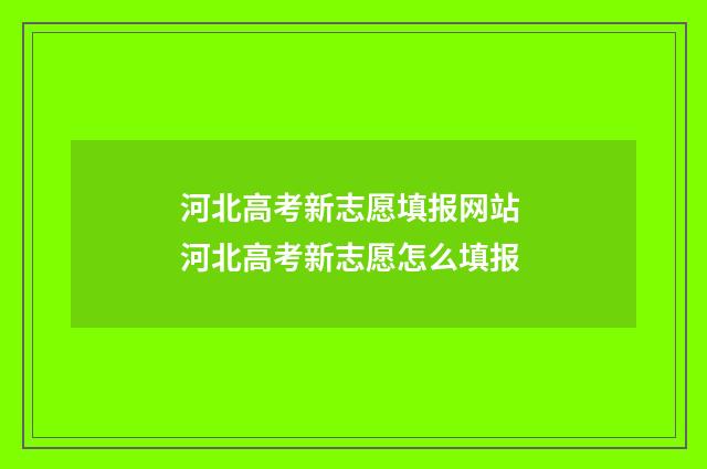 河北高考新志愿填报网站 河北高考新志愿怎么填报