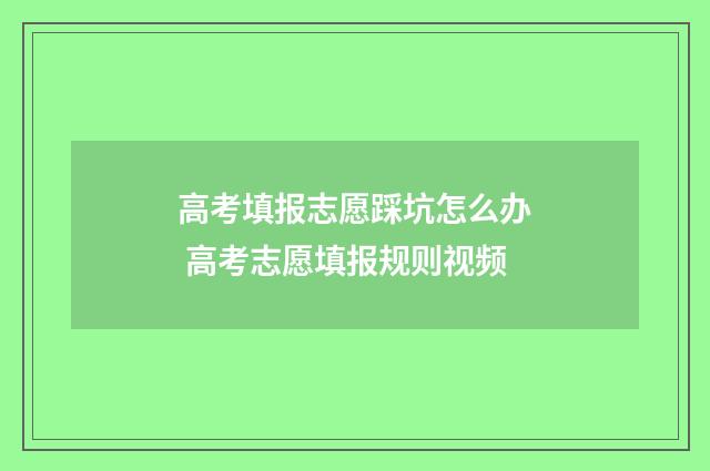 高考填报志愿踩坑怎么办 高考志愿填报规则视频