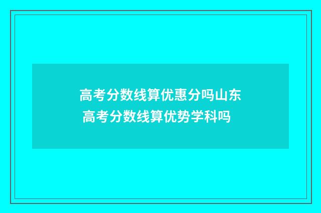 高考分数线算优惠分吗山东 高考分数线算优势学科吗