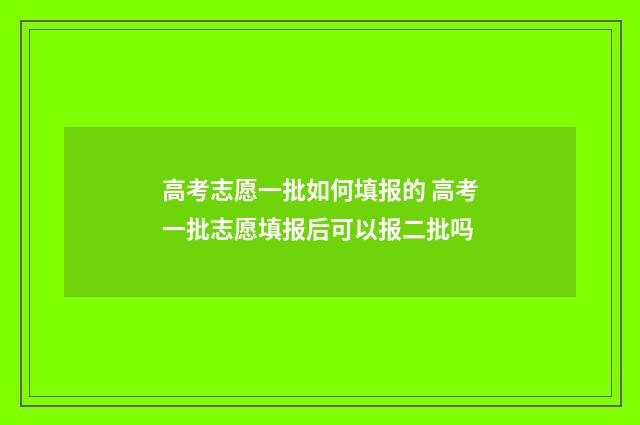 高考志愿一批如何填报的 高考一批志愿填报后可以报二批吗
