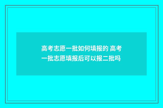 高考志愿一批如何填报的 高考一批志愿填报后可以报二批吗
