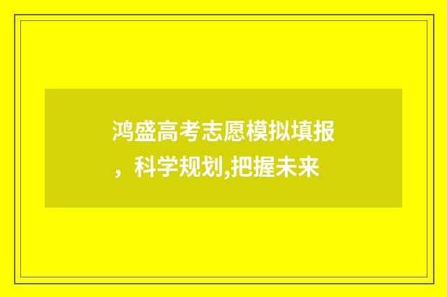 鸿盛高考志愿模拟填报,科学规划,把握未来