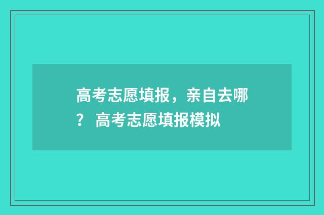高考志愿填报，亲自去哪？ 高考志愿填报模拟
