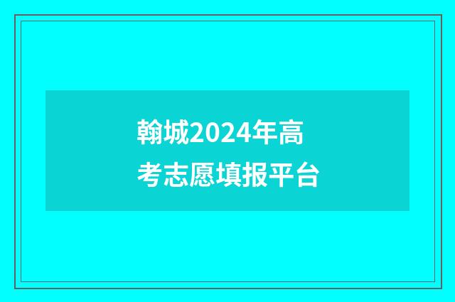 翰城2024年高考志愿填报平台