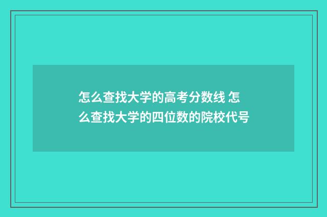 怎么查找大学的高考分数线 怎么查找大学的四位数的院校代号