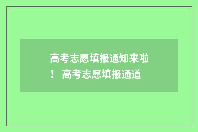 高考志愿填报通知来啦！ 高考志愿填报通道