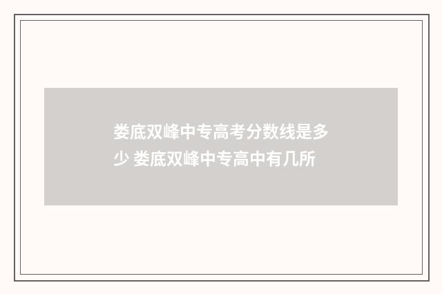 娄底双峰中专高考分数线是多少 娄底双峰中专高中有几所