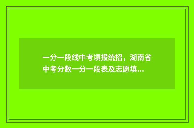 一分一段线中考填报统招，湖南省中考分数一分一段表及志愿填报指南 一分一段中考统计表