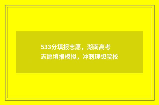 533分填报志愿，湖南高考志愿填报模拟，冲刺理想院校