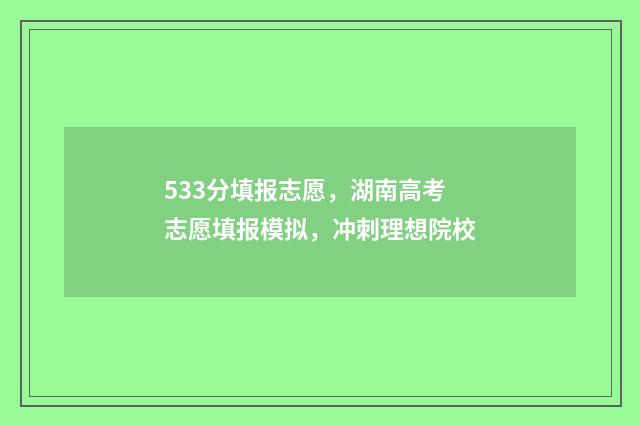 533分填报志愿，湖南高考志愿填报模拟，冲刺理想院校