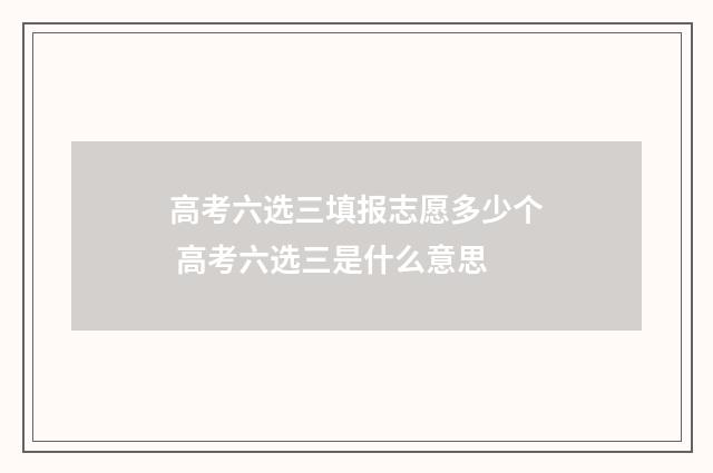 高考六选三填报志愿多少个 高考六选三是什么意思