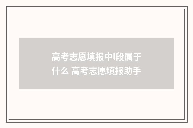 高考志愿填报中l段属于什么 高考志愿填报助手