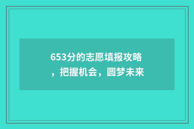 653分的志愿填报攻略，把握机会，圆梦未来