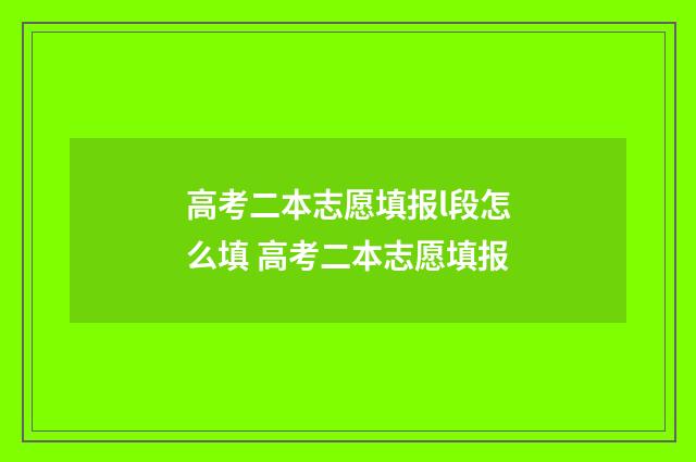 高考二本志愿填报l段怎么填 高考二本志愿填报
