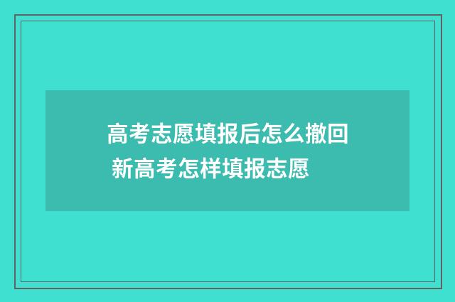 高考志愿填报后怎么撤回 新高考怎样填报志愿