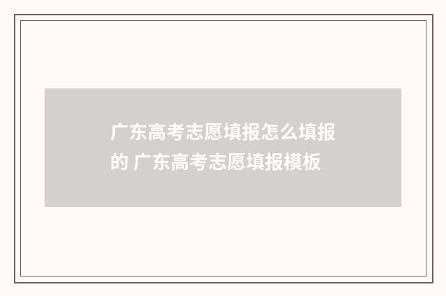 广东高考志愿填报怎么填报的 广东高考志愿填报模板