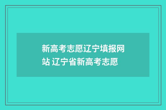 新高考志愿辽宁填报网站 辽宁省新高考志愿