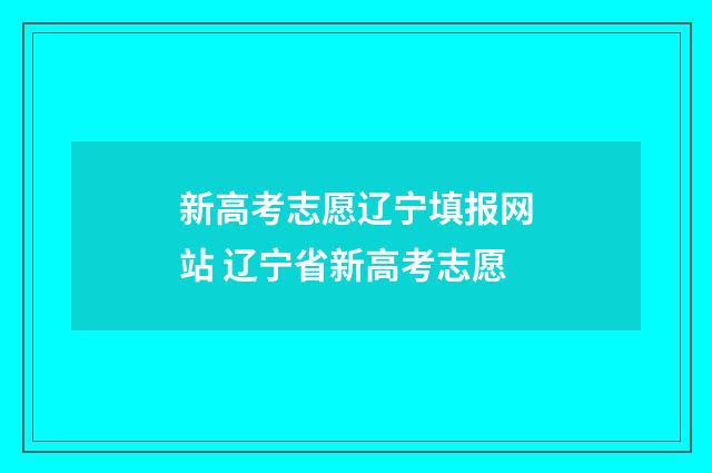新高考志愿辽宁填报网站 辽宁省新高考志愿