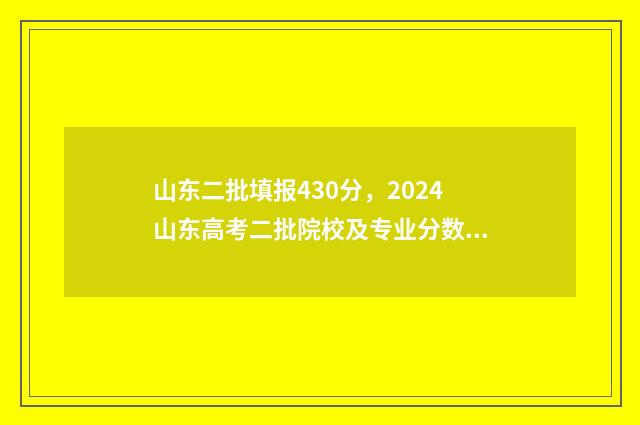山东二批填报430分,2024山东高考二批院校及专业分数线 山东省二批次录取时间