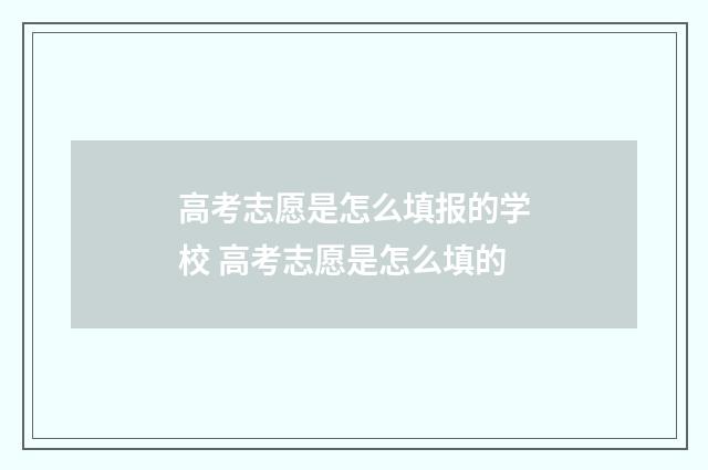 高考志愿是怎么填报的学校 高考志愿是怎么填的