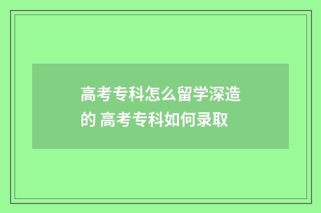 高考专科怎么留学深造的 高考专科如何录取