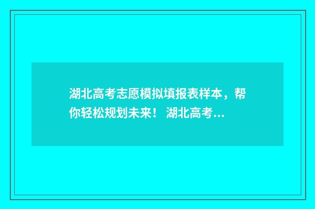 湖北高考志愿模拟填报表样本，帮你轻松规划未来！ 湖北高考志愿模拟表图片