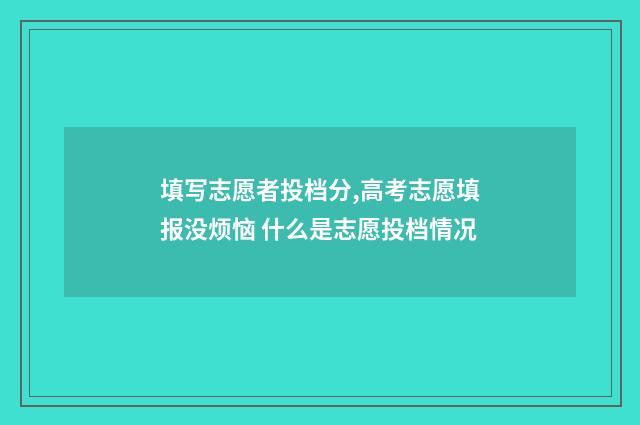 填写志愿者投档分,高考志愿填报没烦恼 什么是志愿投档情况