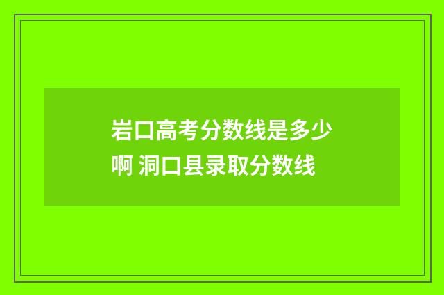 岩口高考分数线是多少啊 洞口县录取分数线