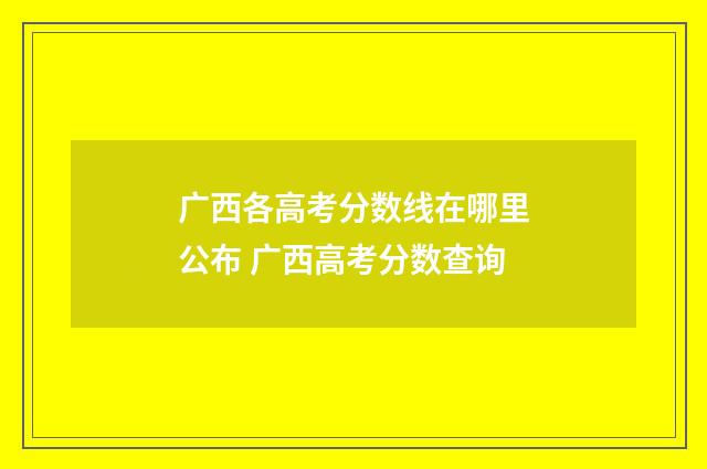 广西各高考分数线在哪里公布 广西高考分数查询