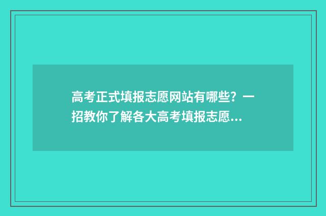 高考正式填报志愿网站有哪些？一招教你了解各大高考填报志愿平台 高考正式填报志愿默认初始密码