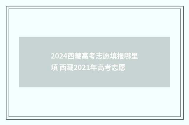 2024西藏高考志愿填报哪里填 西藏2021年高考志愿