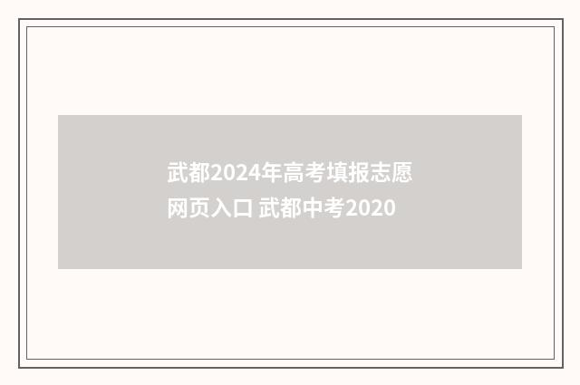 武都2024年高考填报志愿网页入口 武都中考2020