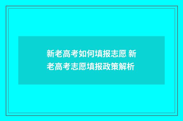 新老高考如何填报志愿 新老高考志愿填报政策解析