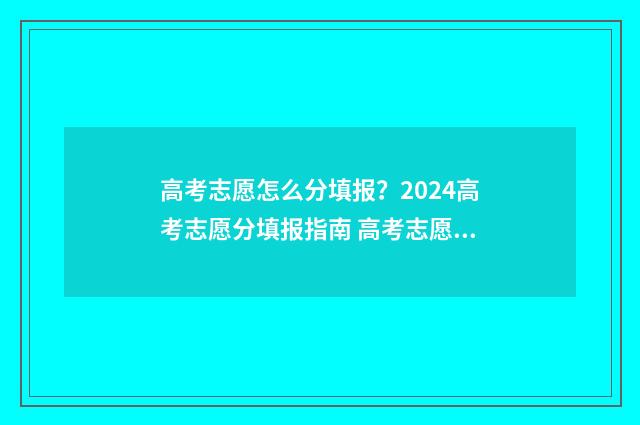 高考志愿怎么分填报？2024高考志愿分填报指南 高考志愿有几种模式