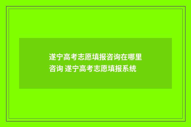 遂宁高考志愿填报咨询在哪里咨询 遂宁高考志愿填报系统